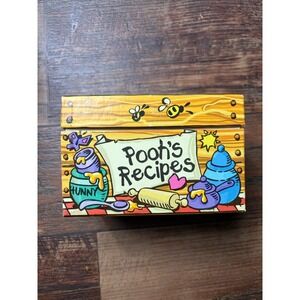 Vintage WINNIE THE POOH'S Recipe Box Cards w/Dividers Honey Pot Disney Rare